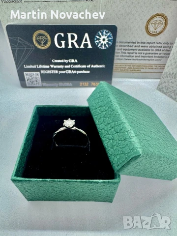 Сребърен пръстен с мойсанит (Диамант) 0.5 карата, снимка 9 - Пръстени - 51370764