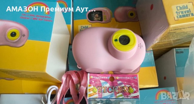 !ПРОМО! Нови Детски цифрови камери Micoke 1080P видеозапис,650mAh батерия/каишка/стикери/игри,розови