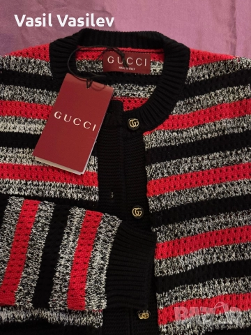 Gucci Striped cardigan, Гучи жилетка, снимка 3 - Жилетки - 52553056