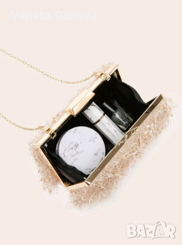 лилава,бежова, вечерна клъч чантичка за ръка или рамо, снимка 6 - Чанти - 44905381