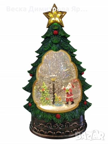 Светеща коледна елха с въртящ сняг, снимка 3 - Декорация за дома - 52203087