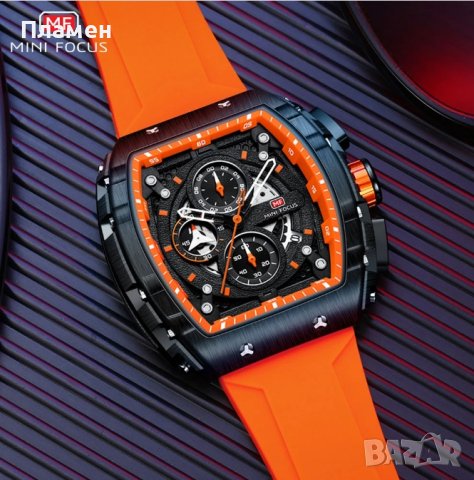 часовник кварцов хронограф MINI FOCUS силиконова каишка Автоматична дата , снимка 2 - Мъжки - 40659357