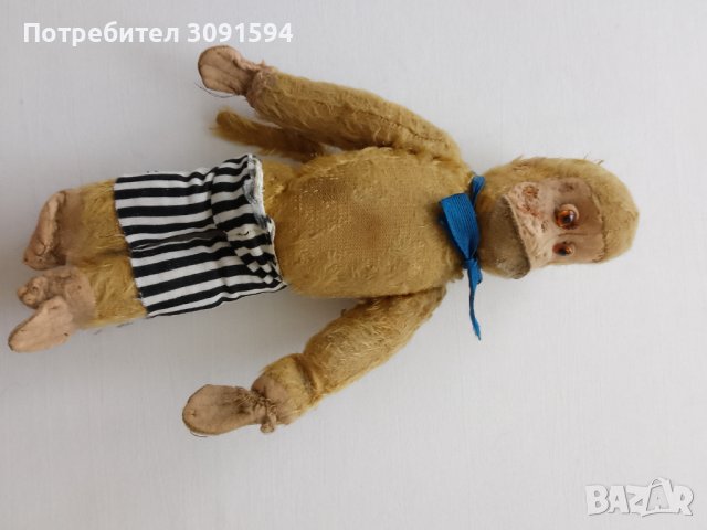 Стара играчка маймуна напълнена със слам , снимка 7 - Колекции - 43886650