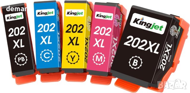 KINGJET 202XL касети с мастило, преработени за Epson 202 202XL, 5 броя, снимка 1 - Консумативи за принтери - 43427193