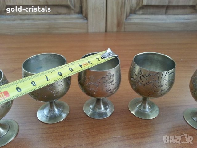 Чашки чаши  за ракия месинг, снимка 4 - Антикварни и старинни предмети - 33117337