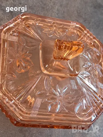 Стара стъклена бонбониера стил Art deco, снимка 3 - Други ценни предмети - 47747311
