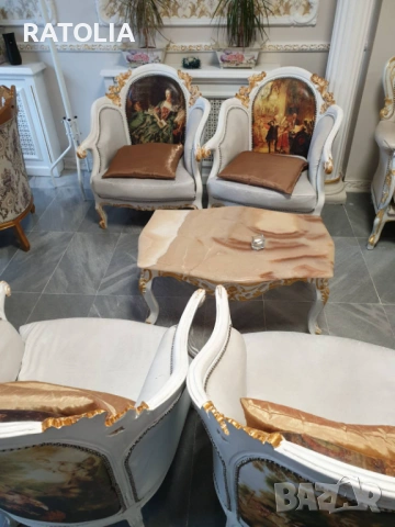 Барокови мебели, холова гарнитура, кресла, маси диван -50%, снимка 3 - Антикварни и старинни предмети - 53481254