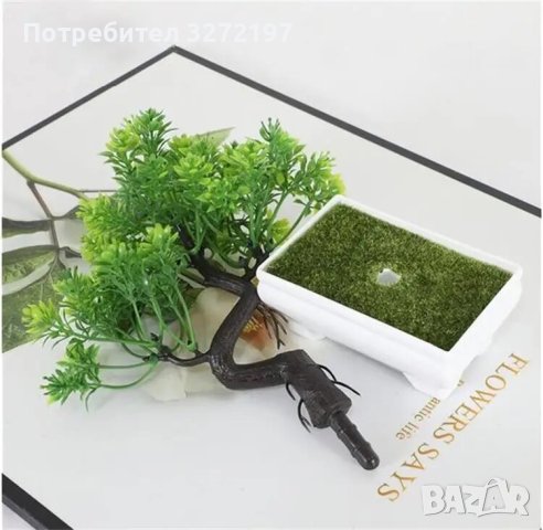Декоративен изкуствен бонсай в саксия, Зелен, снимка 3 - Стайни растения - 43336759