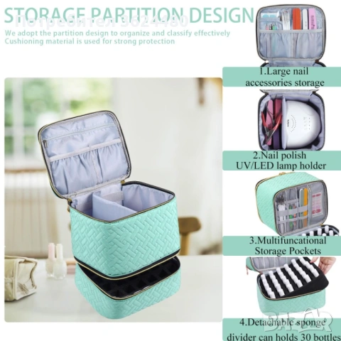 Двуслойна чанта за маникюр и гел лакове 4770, снимка 5 - Други - 53235772