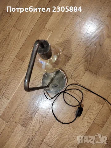 Медна настолна лампа тип индустриална, снимка 5 - Настолни лампи - 49805066