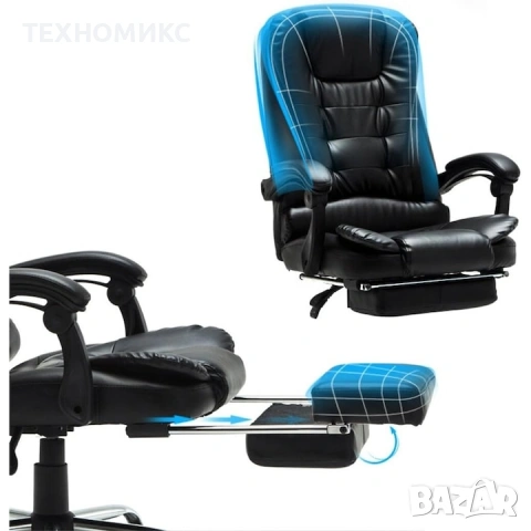 Ергономичен офис стол, функция люлка, поставка за крака, черен, снимка 18 - Други стоки за дома - 53157315