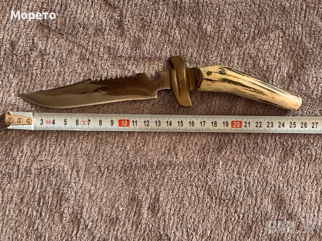 Красив кован български ловен нож с рогова дръжка-2
