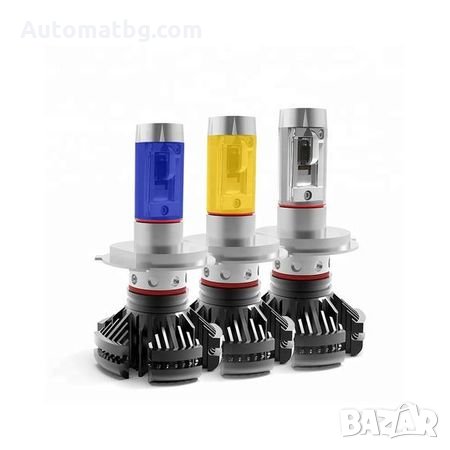 Комплект LED Лед Диодни Крушки за фар Automat X3 H4 H/L - 50W 12000 Lm Над 200% по-ярка светлина., снимка 4 - Аксесоари и консумативи - 26287715