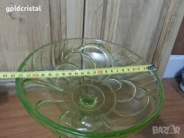 Кристална фруктиера ураново стъкло , снимка 3 - Антикварни и старинни предмети - 39989890