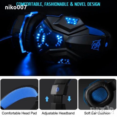 Геймърски слушалки с лед светлини за лаптоп,телефон,плейстейшън и др, снимка 11 - Слушалки за компютър - 33261768