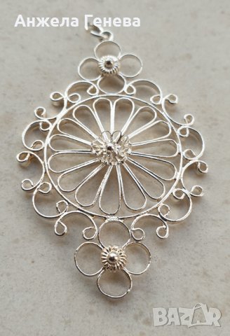 Сребърен медальон - филигран, снимка 2 - Антикварни и старинни предмети - 38597510