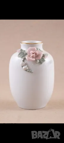 Рядка антична ваза от фин порцелан с флорален ръчно изработен декор , снимка 6 - Антикварни и старинни предмети - 48133922