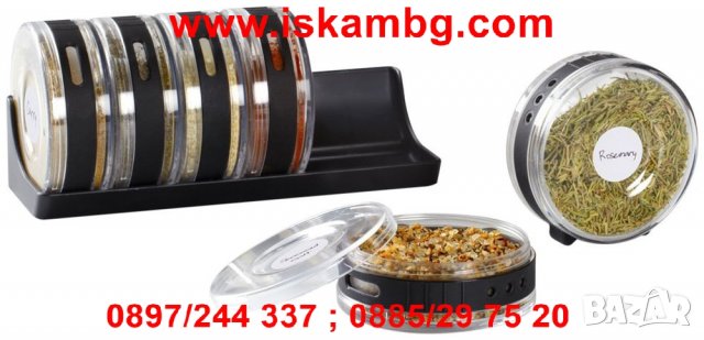 Дизайнерски сет за подправки с 6 цилиндрични контейнерчета, снимка 4 - Други - 26981349