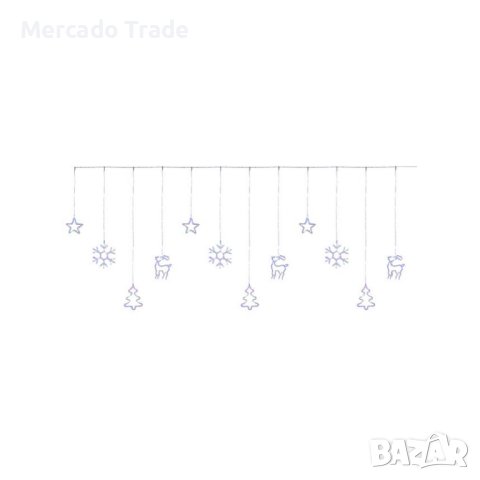 Декоративна коледна LED завеса Mercado Trade, 12 фигурки, 198 крушки, снимка 5 - Лед осветление - 43288980