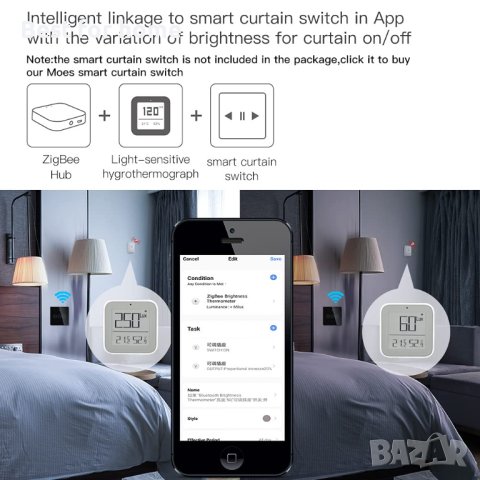Smart Интелигентен Детектор за температура,влажност и осветление, снимка 3 - Друга електроника - 42937458