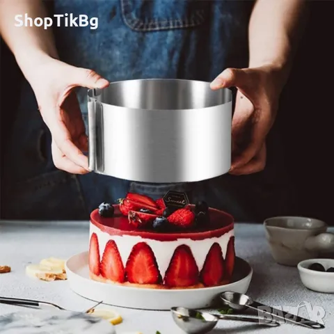 Регулируема форма за блат за торта от неръждаема стомана, снимка 5 - Форми - 49901586