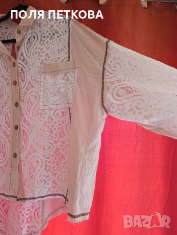 Ефектна риза с дантела, снимка 3 - Ризи - 53503346