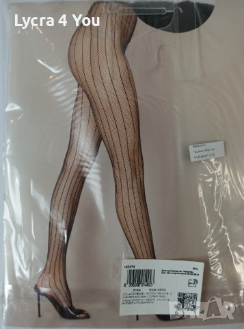 S/M нов черен дамски чорапогащник ситна мрежа с вертикални черни ръбове, снимка 4 - Бельо - 43792901