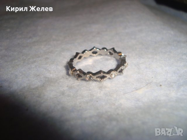 КРИСТАЛЕН АЖУРЕН КРАСИВ ФИН СРЕБРИСТ ПРЪСТЕН ТИП ХАЛКА 27664, снимка 4 - Пръстени - 37515796