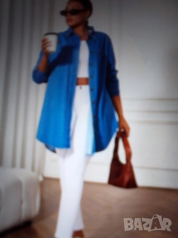 дънкова риза макси размер нова , снимка 3 - Ризи - 52329684