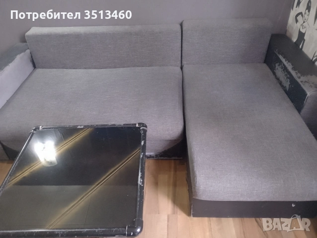 Разтегателен ъглов диван+ масичка(ПОДАРЯВАМ)
