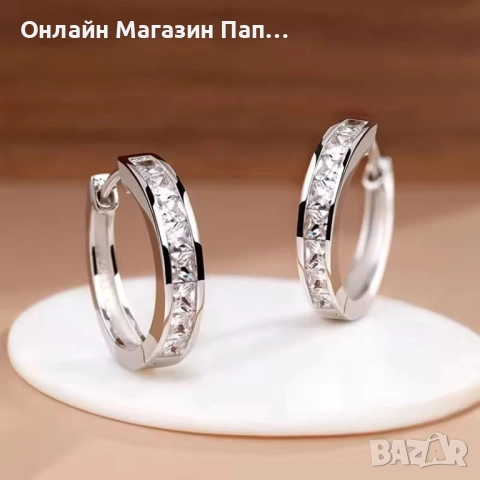Посребрени халки с цирконий – елегантни обеци 16мм