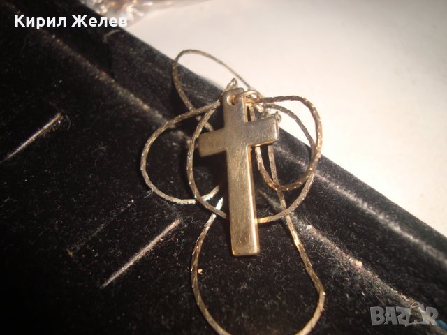 ПОЗЛАТЕНО СТОМАНЕНО КРЪСТЧЕ с ВЕРИЖКА НЕРЪЖДАЕМИ АРТ ДИЗАЙН КОЛИЕ 441Г