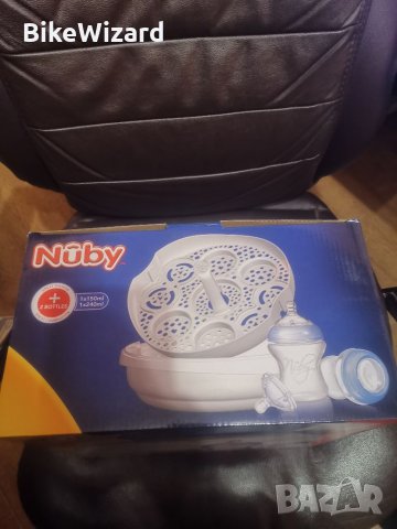 Nuby Парен стерилизатор за микровълнова фурна+ 2 бутилки  НОВ, снимка 5 - Стерилизатори - 35176047