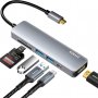 NIMASO USB C хъб, 7-в-1 към 4K HDMI, 2 USB 3.0 порта, SD/TF четец на карти, 60 W PD, съвместим с Mac, снимка 1 - Други - 38025667
