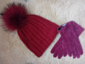 Маркови велурени ръкавици и нова шапка с пон пон лисица/сет/, снимка 5