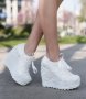 Обувки на платформа - бели - 710-11, снимка 1 - Дамски елегантни обувки - 40078815