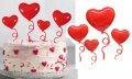 4 бр пластмасови сърца сърце тип балон топери топер украса декор за торта Свети Валентин