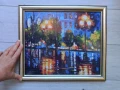 гоблен ,,Нощен дъжд в Париж " 33/27 см, по картината на Л.Афремов, снимка 2