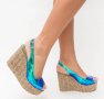 Сандали на платформа - зелено и синьо преливащо - B78, снимка 3