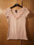 Нова H&M розова тениска с панделки S , снимка 1 - Тениски - 32326887