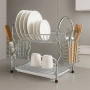 Двуетажен метален сушилник за съдове с отделение за прибори, снимка 3