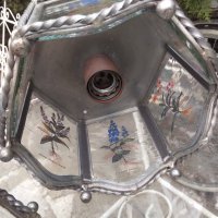 Лот от 3 великолепни лампи желязо рисувано стъкло , снимка 7 - Други - 37811572