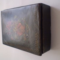 Стара Кутия Папие -маше  Ръчно рисувана, снимка 4 - Антикварни и старинни предмети - 34582246