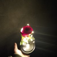 Изкуствена роза с дървена основа LED осветление. 3 ААА, снимка 4 - Изкуствени цветя - 39127953