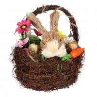 Великденскa декорация, Grass Bunny Nest Wind Daisies, 22 см, Многоцветен, снимка 2 - Декорация за дома - 39946853