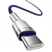 Type-C към Type-C кабел BASEUS, 5A, 100W, 2m, Fast charge – лилав, снимка 6 - USB кабели - 32942022