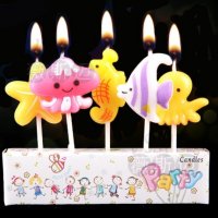 5 бр свещи свещ морско дъно океан риба за торта Рожден ден детско парти топери топер, снимка 1 - Други - 26657443