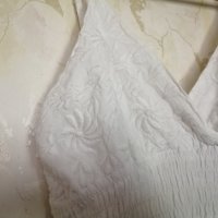 Дамска бяла лятна рокля с бродерия цветя и листа в бял цвят р-р M, снимка 7 - Рокли - 43062691