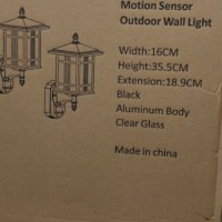 Lamomo Външна стенна лампа със сензор за движение с крушка, 2 броя, снимка 8 - Лампи за стена - 43425878