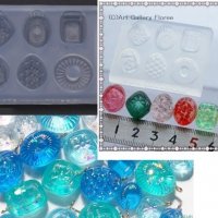 6 миниатюрни бонбони камъчета силиконов калъп молд бижутерски сладкарски смола изделия ръчна декор, снимка 1 - Форми - 28184541
